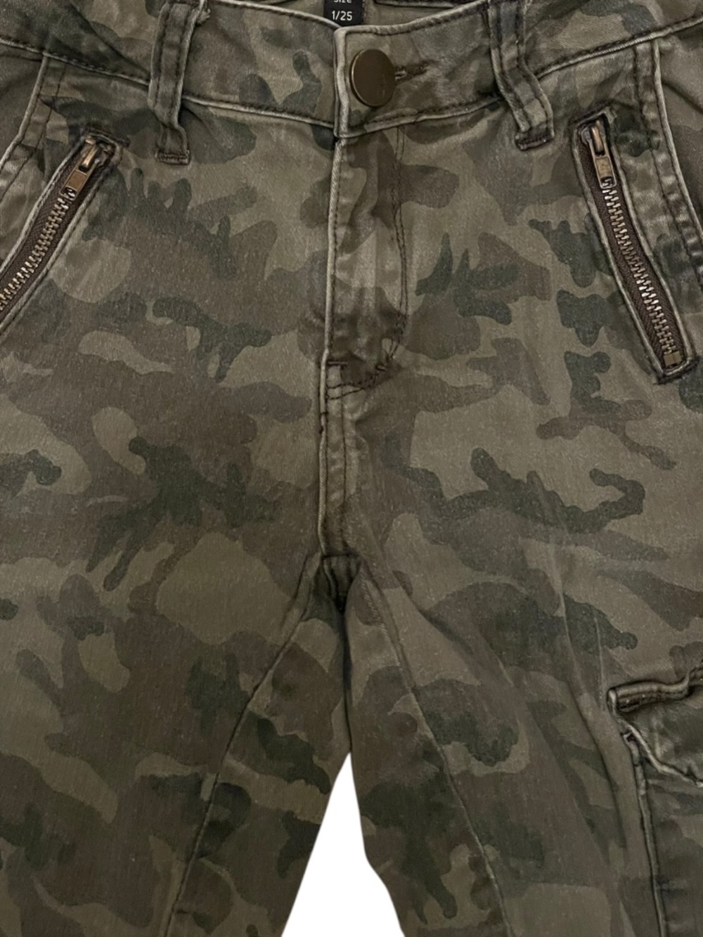 Ashley Mason Pants Junior Size 1/25 Camo Cargo Jeans Zip Pockets Size 1/25 - Picture 6 of 12